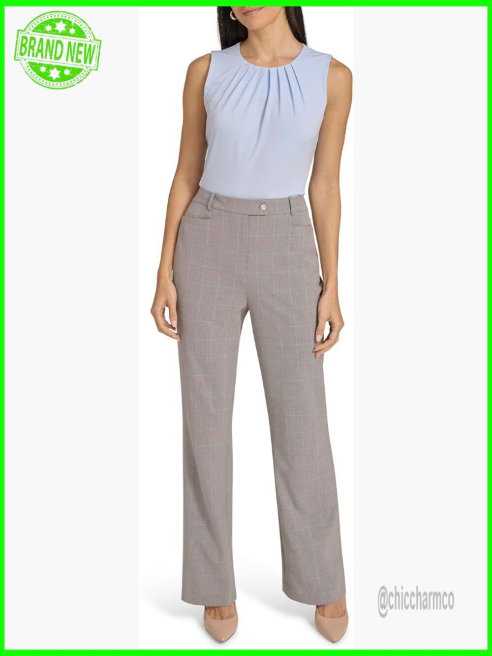 Wide Leg Suit Pant - High Rise Flared Work Trousers